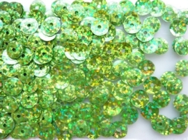 118372/472- 10gram facon pailletten van 8mm in glitter lichtgroen (grote hoeveelheid!)