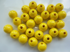 KN6011 215 - 30 stuks houten kralen 12mm geel
