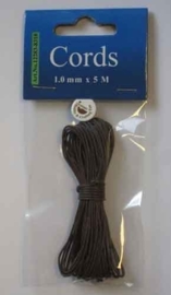 000TH12283/8310- 5 meter waxcord van 1mm dik donkerbruin