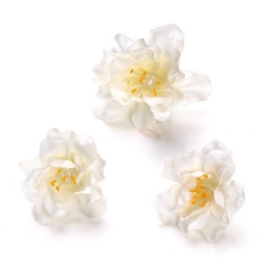 6529 790- 36 stuks decoratie bloemen van 2.5 tot 3cm wit