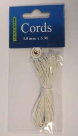 000TH12283/8301- 5 meter waxcord van 1mm dik wit