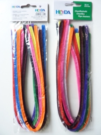 10 stuks chenille draad van 50cm lang en 8mm breed kleurenmix