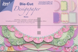 JOY8011/0503- 18 stuks Die-Cut design papers roses 10.2x15.3cm