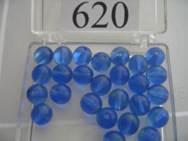 20 stuks 620 Ronde glaskraal 8 mm. blauw