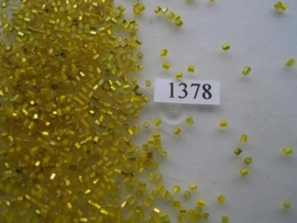 000696 - OPRUIMING - 2mm glazen stiftjes geel zilverkern 15gr