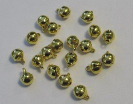 4211 - 20 stuks belletjes van 6 mm. goudkleur