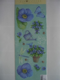 5107- bloemen/tuin stickers met embossing 30x13cm K&CO