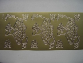 st342- jurkje met bloemen goud 10x20cm