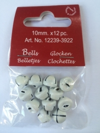 801401/3922- 12 stuks kattenbelletjes van 10mm wit