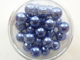 25 x ronde glasparels 8mm midden blauw 2219 750