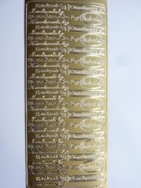 ST.1120- stickervel met tekst handmade by 10x23cm goud