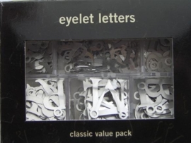 5194- doosje met 200 x metalen letters met gaatje zilver making M