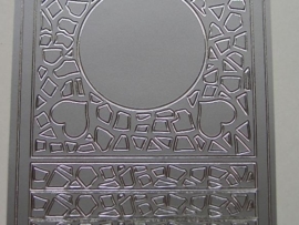 113- sticker met ornamenten en hartjes zilver 10x20cm