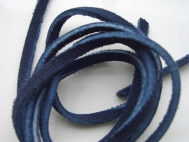 echte suede veter 3mm plat - donker blauw