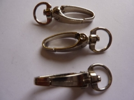 CH.341- 3 stuks sleutelclips met draaibaar oog 37mm lang staalkleur