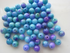 3781- 65 tot 70 stuks naturel Jade mineraal kralen van 6mm blauw/paars mix
