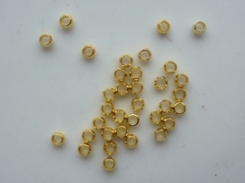 30 stuks knijpkralen van 3mm rond in goudkleur