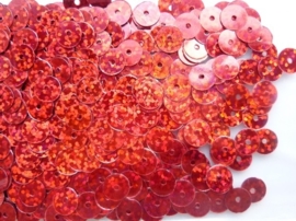 118372/454- 10gram gladde pailletten van 8mm in glitter rood (grote hoeveelheid!)