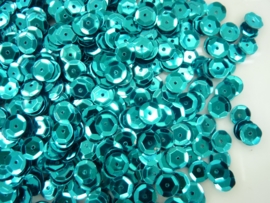 118372/533- 10 gram pailletten 6mm facon metaal turquoise (grote hoeveelheid) SUPERLAGE PRIJS!