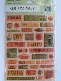 5669- K&Co epoxy stickers diverse teksten Johnny Yamok 11.5x15cm