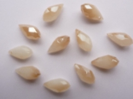 1326- 10 stuks electroplated glaskralen 12x6mm druppels/tranen beige/bruin - SUPERLAGE PRIJS!