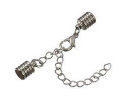 8mm dichte veer-eindkapjes compleet met sluiting van 5mm en ketting staalkleur - 002365 294