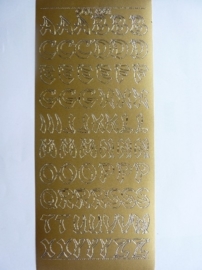 st1000- stickervel met Japans/Oosterse letters 10x23cm goud