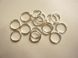 15 stuks enkele open ringetjes van 12mm zilverkleur - dikke soort