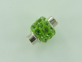 CH.1035 lichtgroen- magneetsluiting van 14x10mm lichtgroen met strass steentjes