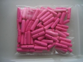 100 stuks kokoskralen van 12x3mm fel roze