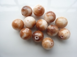 3291- 12 stuks naturel Jade mineraal kralen van 12mm beige/bruin