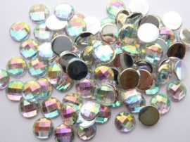 85 stuks strass stenen van 10mm kunststof zilver AB regenboog - SUPERLAGE PRIJS!