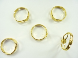 5 stuks verstelbare ringen met lijmplaatje van 5mm goudkleur- SUPERLAGE PRIJS!