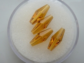 10210- 4 x swarovski kristal kralen bicone langwerpig 15x6mm topaz OPRUIMING