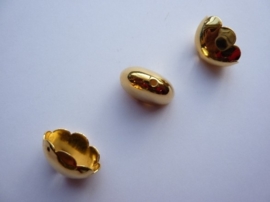 00157E- 2 stuks ovale koordkapjes van 18x10mm goudkleur OPRUIMING