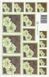kn/1614- A4 knipvel Marjoleine groen/bruine bloem -117141/1161