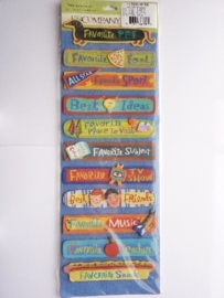 5601- K&Co grand adh. chipboard 3D stickers "favorites diverse teksten" 30x12cm