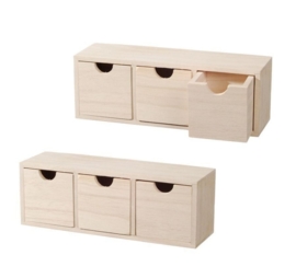 KN8735 698-  3 stuks houten ladenkastje 27x8x9.5cm