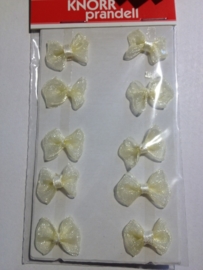 6559 930- 10 stuks zelfklevende strikjes van 2cm vanille wit