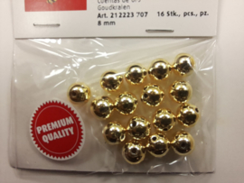2223 707 - 16 stuks wax parels van 8 mm. - goud - premium kwaliteit