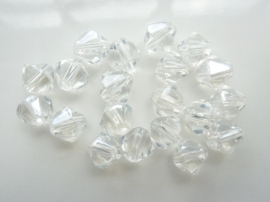 1963- 20 stuks geslepen glaskralen van 8x8mm bicone crystal helder