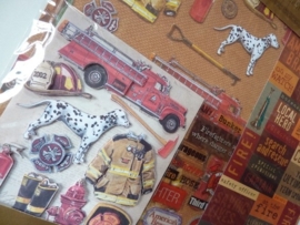 5905- scrapkit "fire fighter" incl. 6 x scrappapier 30.5x30.5cm & diverse stickers