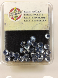 107004/0005- 28 stuks glazen rijg/naai strass steentjes 4mm rond kristal light sapphire