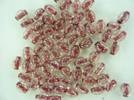 5000 - ca. 60 stuks ovale craccle glaskralen van 8 x 6 mm. donker rood