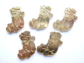 0005220.6- 5 stuks metalen charms kerstbeer van ca.3cm goudkleur OPRUIMING