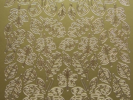 st711- sticker met diverse groottes bladeren goud 10x20cm