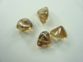 000157.C- 4 stuks glaskralen bohemisch 19x14mm transparant topaz OPRUIMING