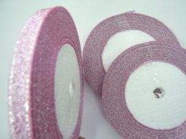 rol met 22.86 meter sparkle lint roze van 6mm breed OPRUIMING