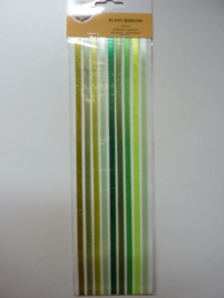 5928- Make Me funny ribbons groen tinten zelfklevend 30.5cm lang OPRUIMING