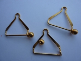 000132- 3 stuks linthouders met afschroefbaar bolletje goudkleur 2.5cm OPRUIMING